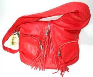 Vera Pelle ALICE&D Italian Crossbody Leather Women's Large Handbag, Red
