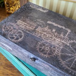 Steampunk Train Upcycled Trinket Jewelry Box