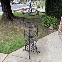 Vintage tall heavy wrought iron patio garden plant tower etagere 67” H x 16 Diameter Price is firm, cash only, offers blocked