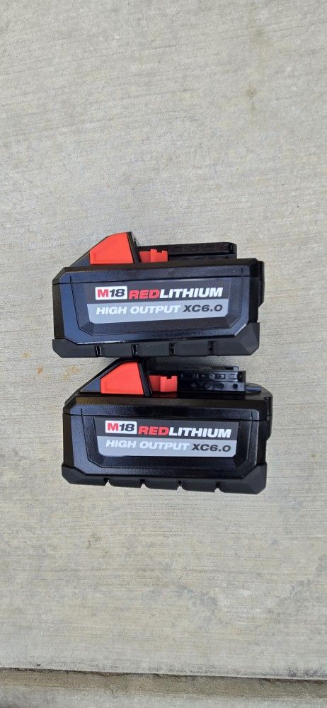 Milwaukee 18v Batteries 6.0 Amp High Output Brand New