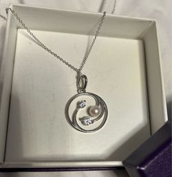 Freshwater Pearl and Platinum over Sterling Silver necklace