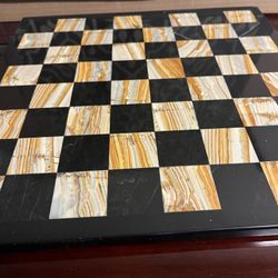 Vintage Marble Chess set Pink Rose Onyx Black Gray Stone, 10” board 32 pieces 
