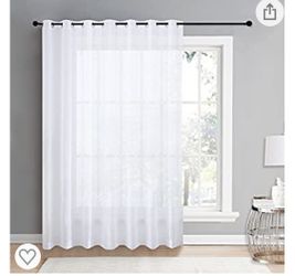 White 100” width by 107” Sheer white drape panels set of 2 brand new