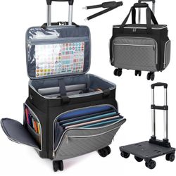 Rolling Teacher Tote Bag with Accordion File Organizer