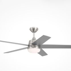 Astrea 52 in. Smart Brushed Nickel Modern Ceiling Fan with LED Light and Remote.