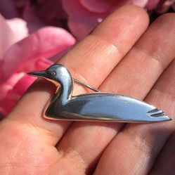 Vintage Solid, Sterling, Silver Duck Pin Brooch