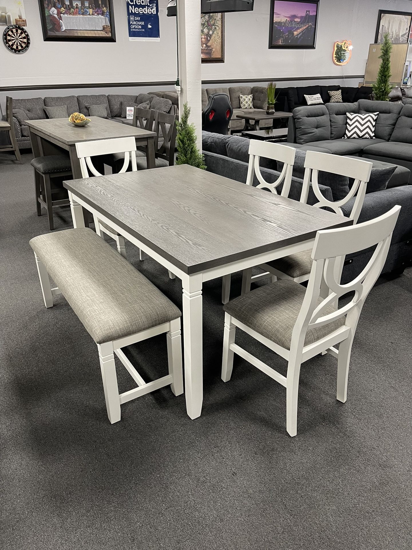6PC Gray White Dining Table Set for Sale in Fresno, CA - OfferUp