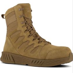 Reebok Men's Rb4360 Floatride Energy Safety Toe 8" Tactical Boot with Side Zipper Coyote Military
