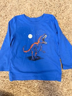 Kids Blue Long Sleeve Dinosaur Graphic Shirt