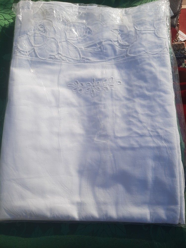 Tablecloth White White 12 Napkins New