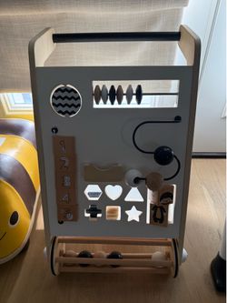 Toddler wooden walker with blocks