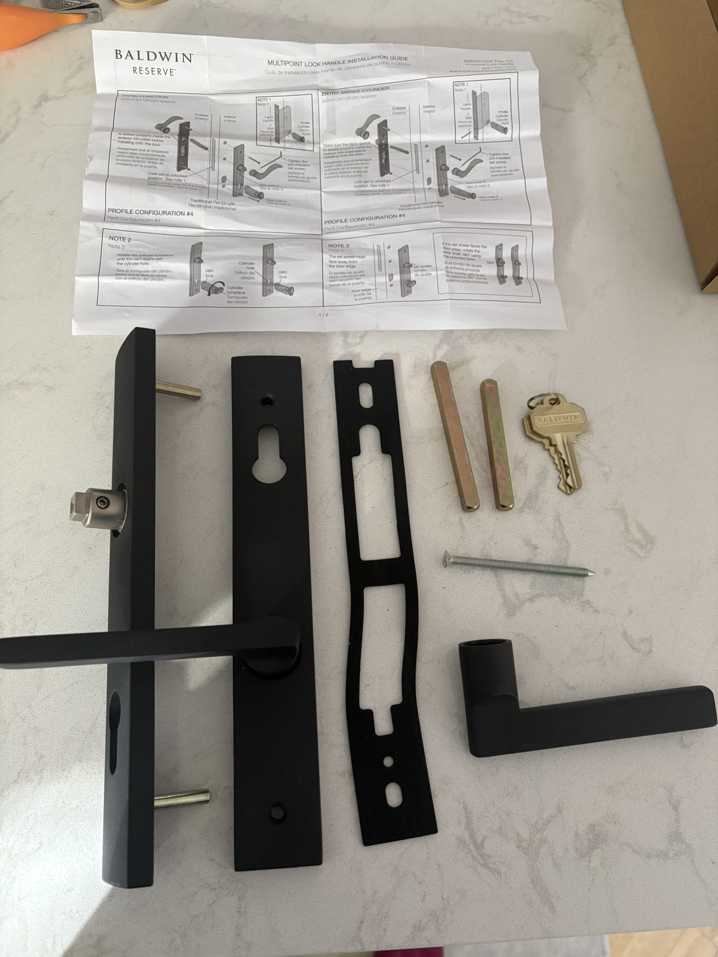 Baldwin Multipoint Lock Handle Black