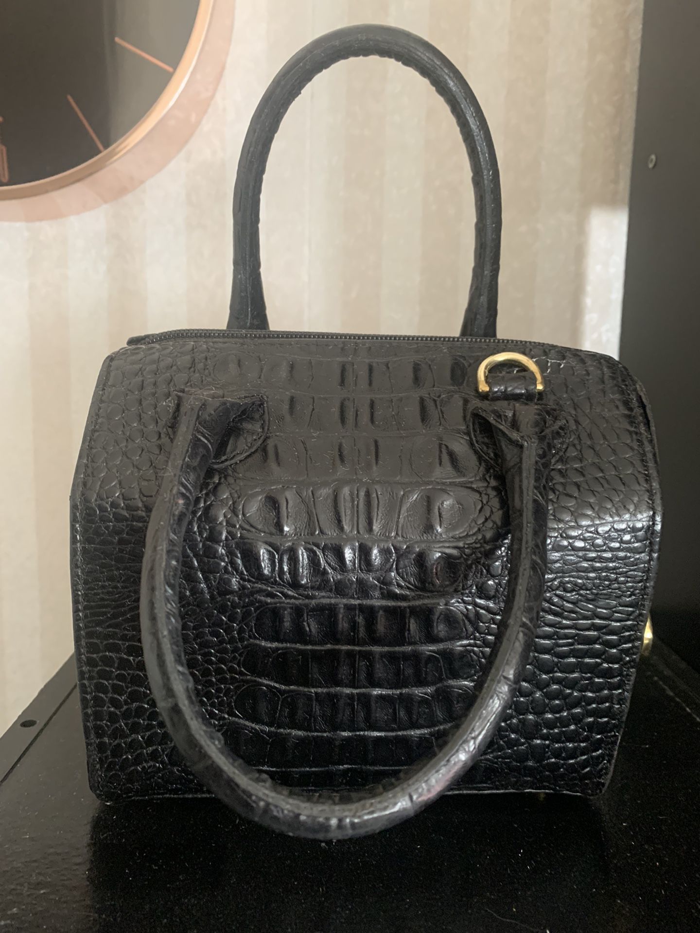 Barhim authentic small black crocodile leather bag 