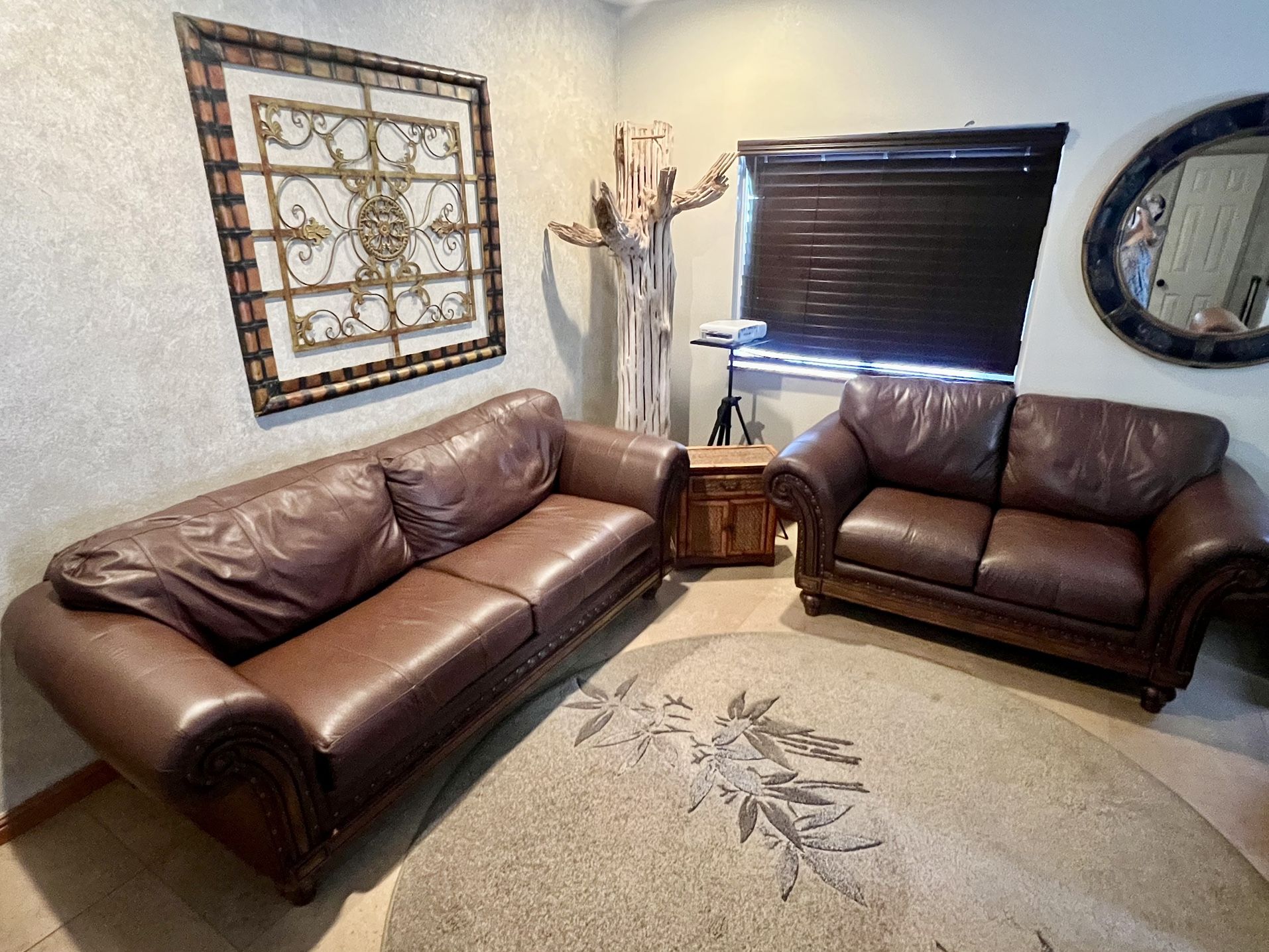 Beautiful Brown Leather Couch & Loveseat