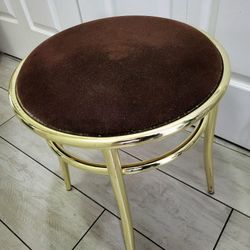 Mid Century Modern Gold Velvet Stool / Vintage Accent Chair Diameter 16" × 18"Height ~ Good Condition No Pet No Smoke Home