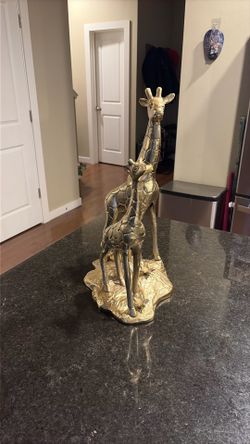 Heavy Brass/Metal Giraffe Figurine Set - Hollywood Regency Vibe