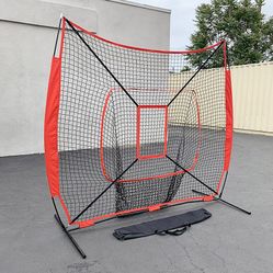 $55 (New in Box) Baseball & softball practice hitting & pitching 7x7’ net with bow frame, carry bag