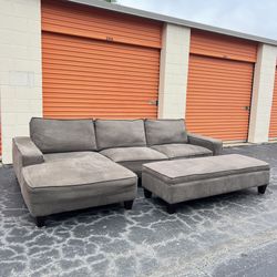 Free Delivery - Large Comfortable Sectional Couch with Storage Ottoman