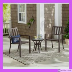 Mix and Match Dark Taupe Steel Stackable Slat Outdoor Dining Chairs 