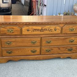 Vintage 7 Drawer Solid Wood Dresser Made In Mexico 