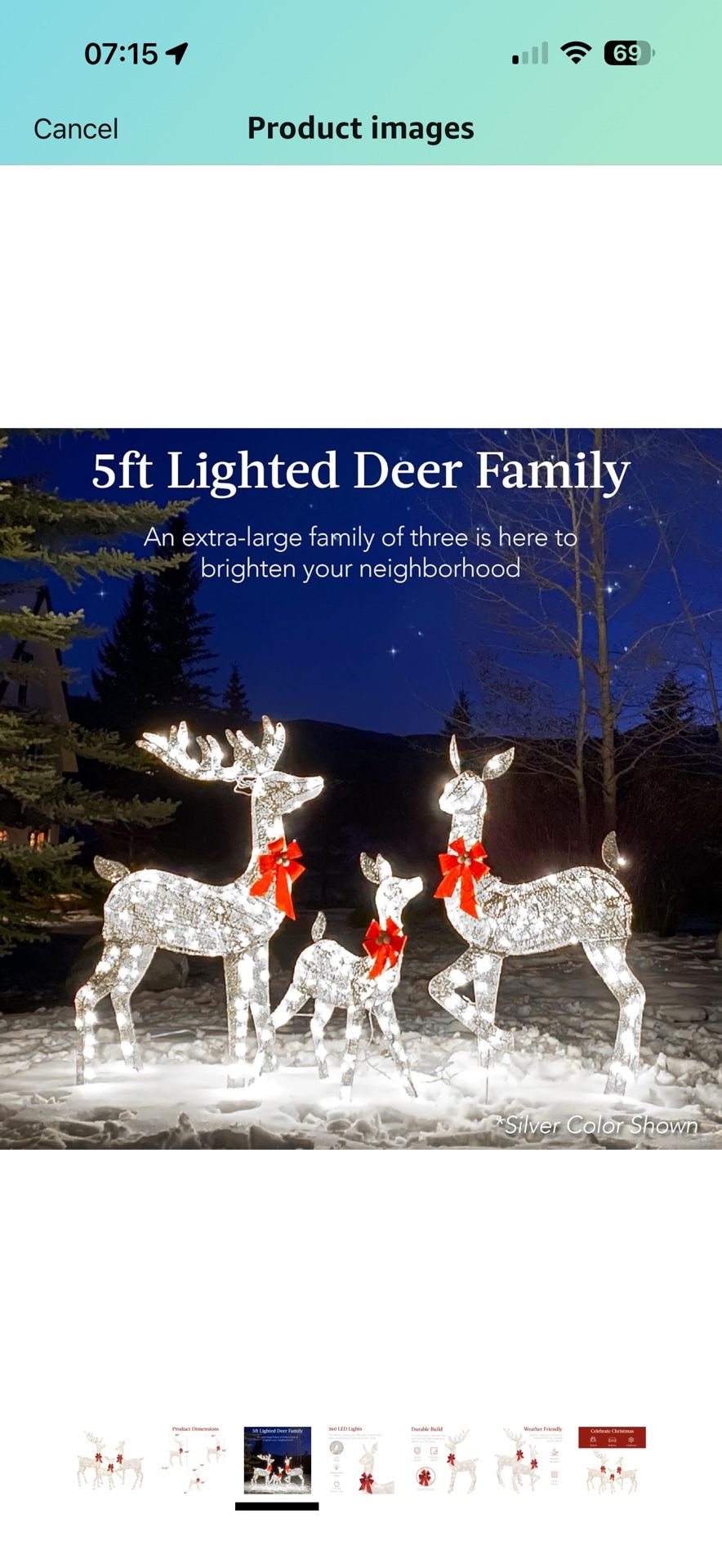 3-Piece Large Pre-Lit Christmas Deer Family Set Outdoor Yard Decorations,Outdoor Lighted Holiday Rei