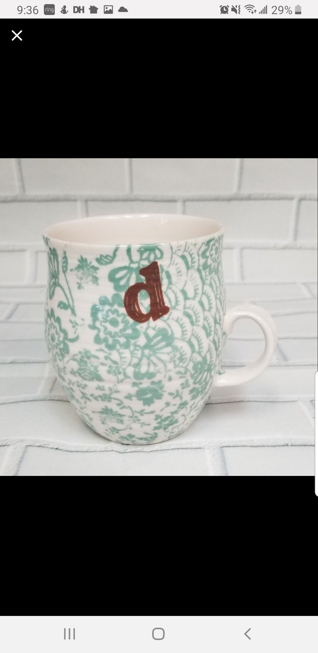 Anthropologie monogrammed d letter coffee mug