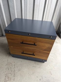 2 drawer 2 tone nightstand (gray & brown)