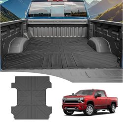 JTYZSM Truck Bed Mat For 2020-2024 2025 Chevy Silverado/GMC Sierra 2 HD 6.8FT Bed Liner All Weather TPE Trunk Bed Liner For 20-25 Chevrolet Si
