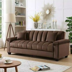 Brand New Brown Velvet Click Clack Sofa Bed 