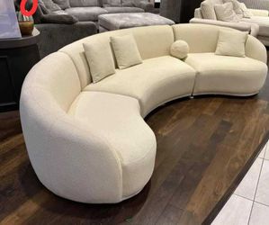 Bonita Ivory Boucle 3-Piece Curved Sectional Couch.      Financing Options Available 