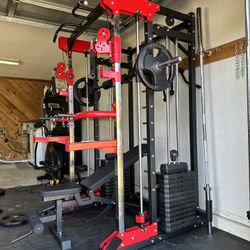 Smith Machine 200 | Adjustable Bench | 245lb Cast Iron Olympic Weights | 7ft Olympic Bar | Fitness | Gym Equipment | FREE DELIVERY/INSTALLATION 🚚 🛠️