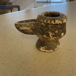ANTIQUE STONE OIL LAMP FROM AFGHANISTAN 