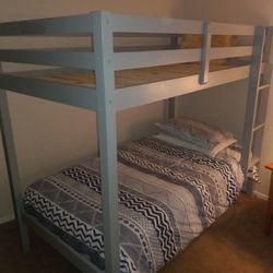 Solid Wood Bunk Bed – Twin Over Twin – Mattresses Included