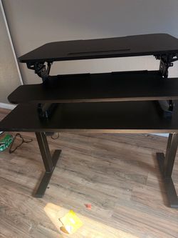 Black Standing Desk with Desk Riser