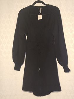 Free People Emmaline Mini Dress in black Sz large NWT