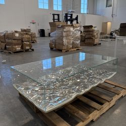 Metallic Glass Water Ripple Coffee Table 