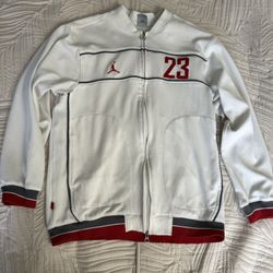 Nike Air Jordan 23 Track Jacket White Red Full Zip Mens M Jumpman