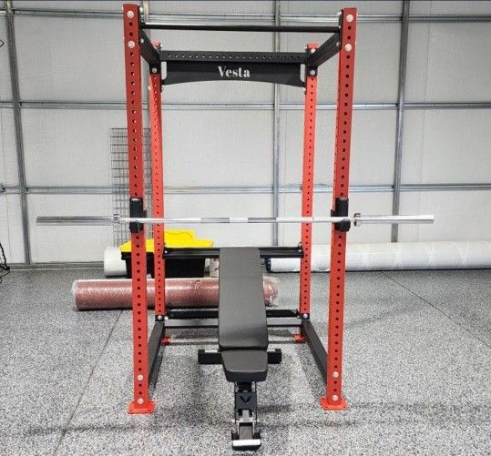 Vesta PR3000 Squat Rack | Power Cage | 11 Guage Steel | 5/8 Holes | Gym Equipment | Fitness |🔴Bar, Bench, Weights Sold Separately🔴| FREE DELIVERY 🚚