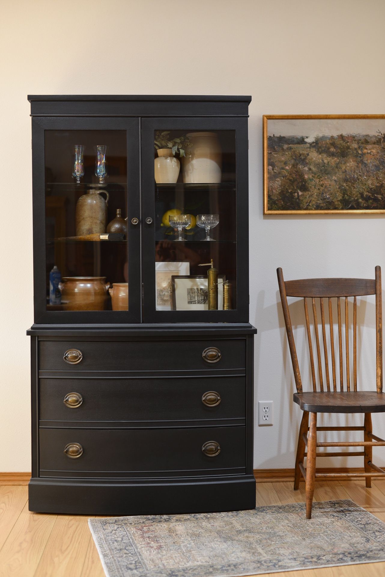 Vintage Black Hutch | Bar Cabinet