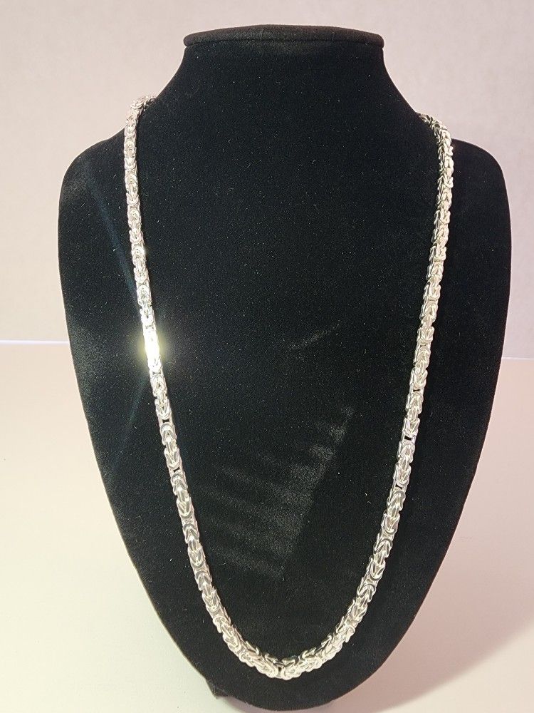 24" .925 Sterling Silver Byzantine Necklace