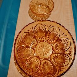 Vintage Amber   Glass  Bowls  