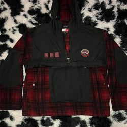 Like New Tommy Hilfiger Flannel Pull Over Hoodie 