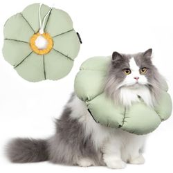 Cat Cone Collar,Cute Waterproof Cat Recovery Collar,Anti-Bite Lick Wound Healing Safety Elizabethan e Collar for Cats,Green Flower All-Season Sty✅NEW✅
