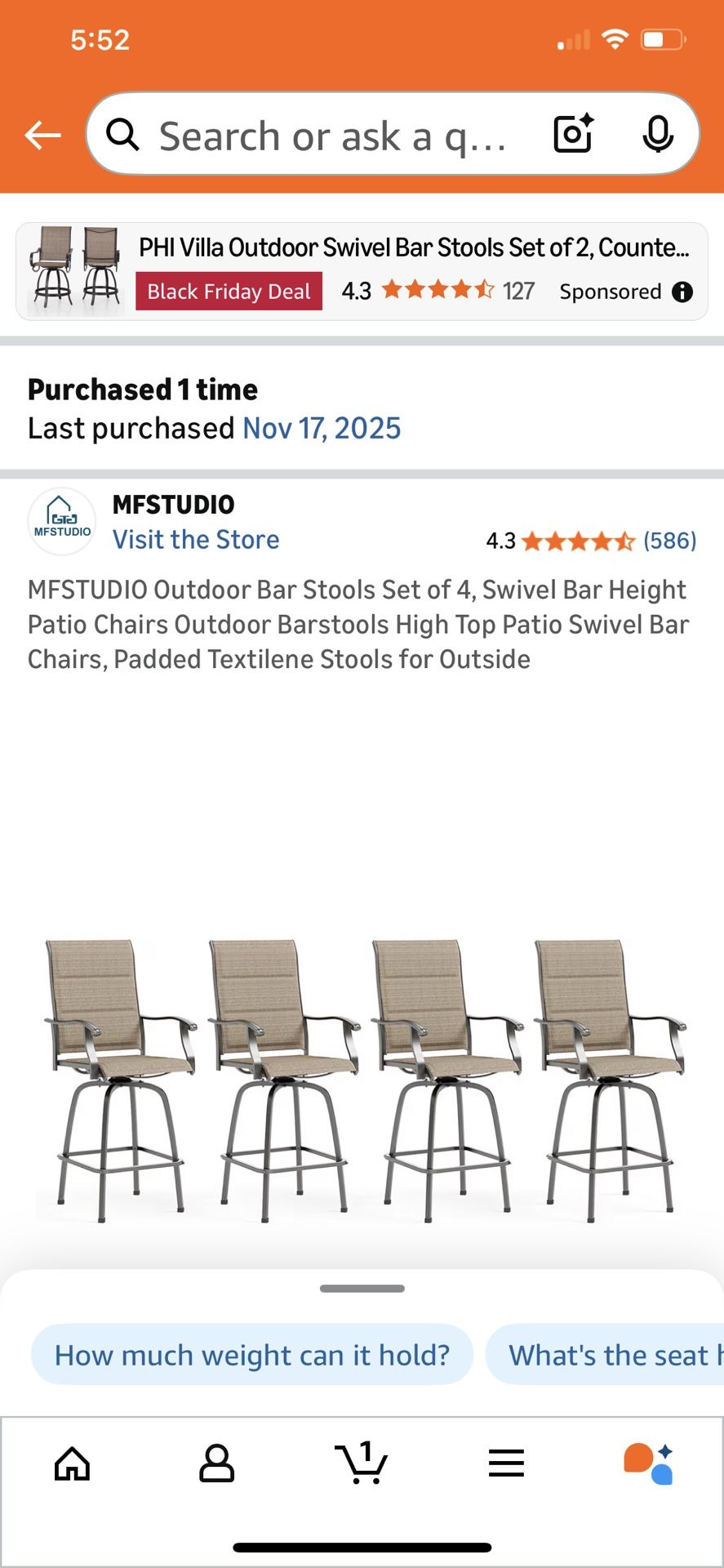 4 Outdoor Bar Stools (brand New In Box)