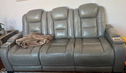 Genuine leather gray recliner sofa & loveseat $1300 OBO