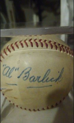 Signed Baseball "Al Barlick" Late 50's