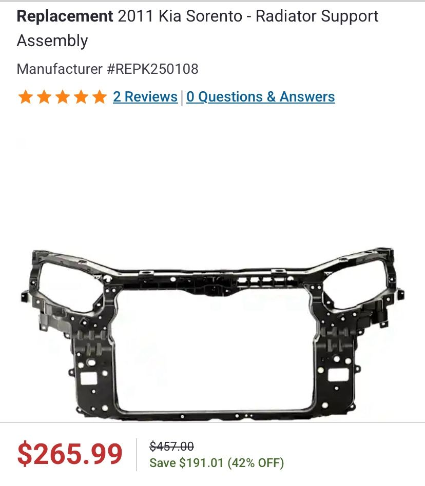 Soporte De Radiador De Kia Sorento 2011