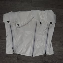 White Faux Leather Corset Top – Size Small