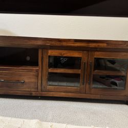 Walnut Console / Credenza with Shelves and Drawer