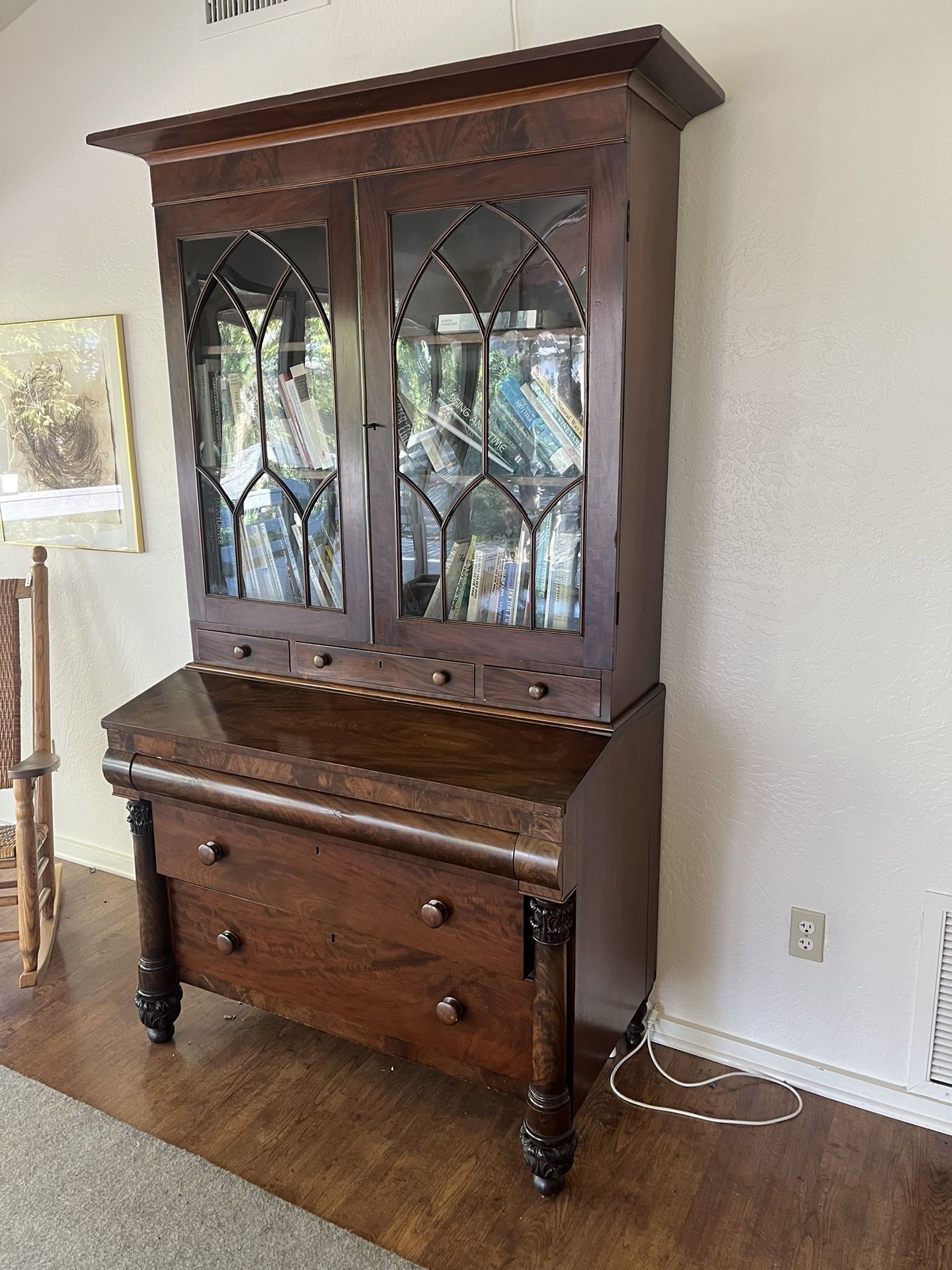 Antique Secretare Desk And Bookcase 